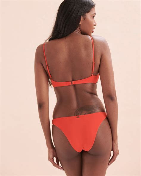 O NEILL Saltwater Solids Knotted Triangle Bikini Top Red Bikini Village