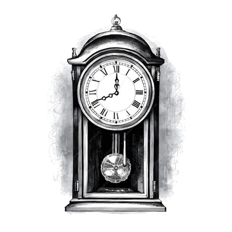 Premium Vector Pendulum Clock Monochrome Ink Sketch Vector Drawing