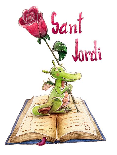 Dragon with rose and book Diada sant jordi Feliç sant jordi Jordi