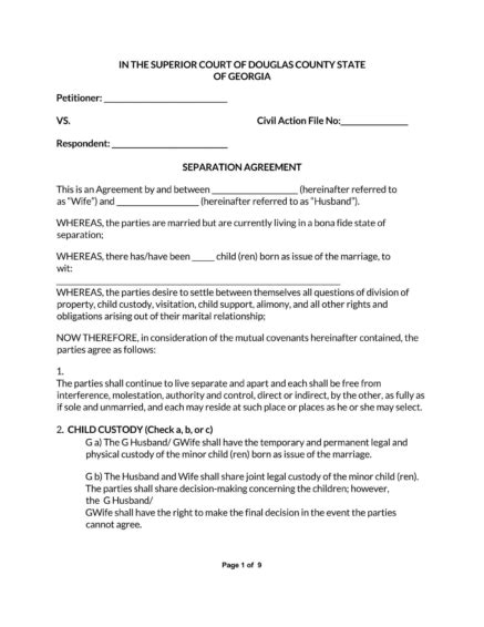 38 Free Separation Agreement Templates Word Pdf