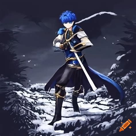 Ike From Fire Emblem Walking Along A Snowy Path On Craiyon