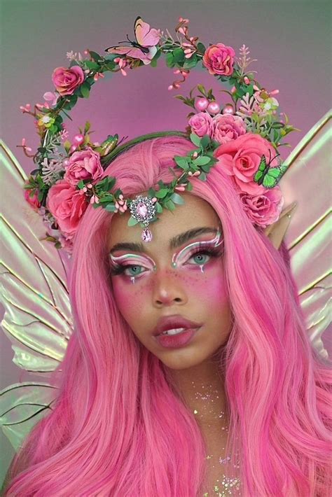 Pink Fairy Flower Headpiece. Pink Spring Goddess Halo - Etsy | Fairy makeup, Halloween makeup ...