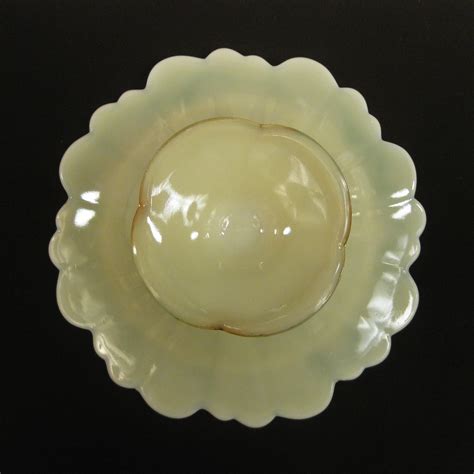 Antique Northwood Custard Decorated Intaglio Custard Glass Butter Dish Carnival Glass