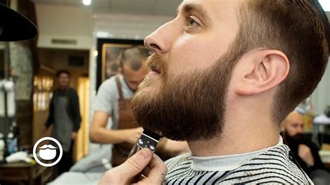 Slicked Back Mens Haircut With Beard Trim Youtube