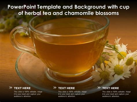 Powerpoint Template And Background With Cup Of Herbal Tea And Chamomile