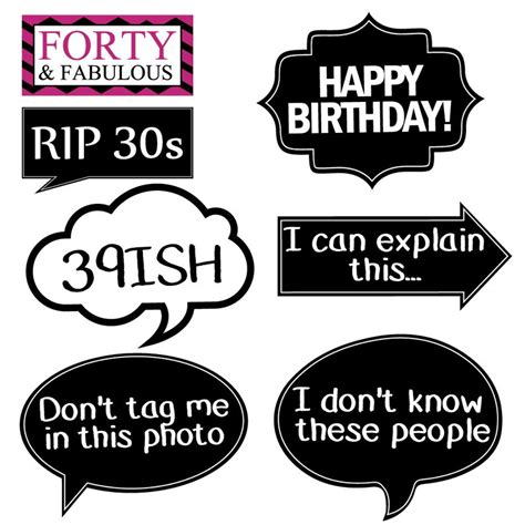 40th Birthday Photo Booth Party Props 40 Pieces Funny 40th Etsy