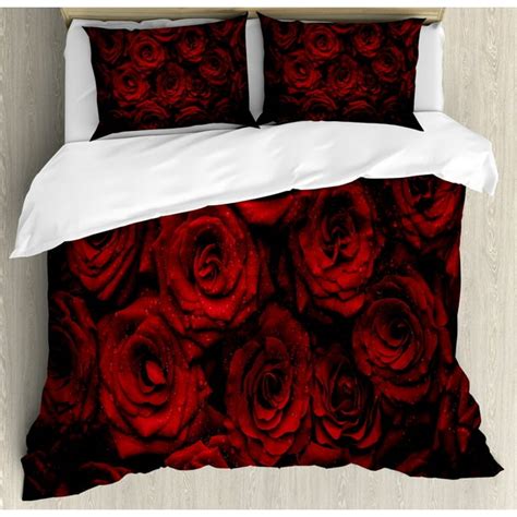 Blue Rose Duvet Cover Set King Size Romantic Floral Print Quilt Cover Set Valentine S Day