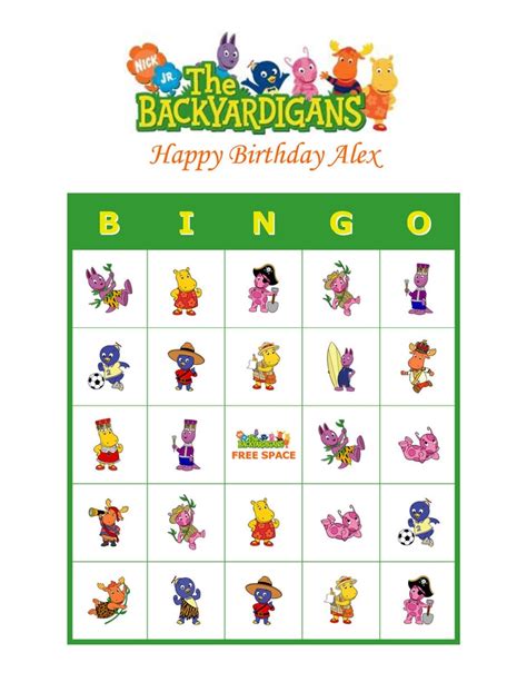 Backyardigans Nick Jr Personalized Birthday Party Game Bingo Cards