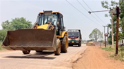 Jcb Dx Backhoe With Tata Hayva Going To Making Pond In Village