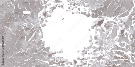 opening   brocken wall big empty hole isolated  white transparent