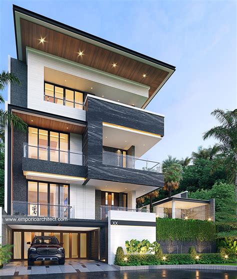 Desain Rumah Modern 4 Lantai Bapak Kasim Di Jakarta Tampak Depan