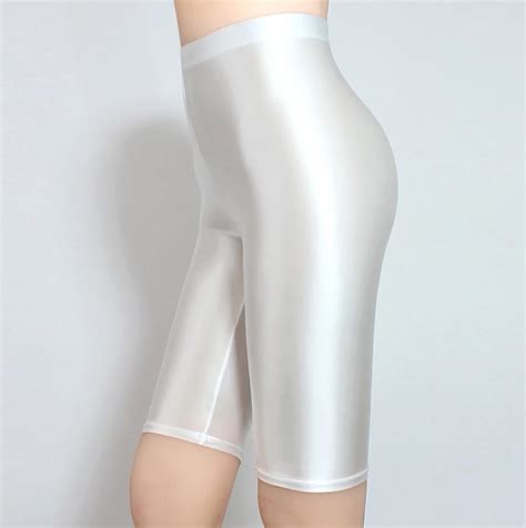 V Tements Lingerie Short Sexy En Satin Brillant Pour Femme Leggings Taille Haute Serr Au