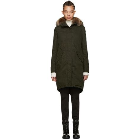 Moncler Green Down Evanthia Parka Liked On Polyvore Featuring