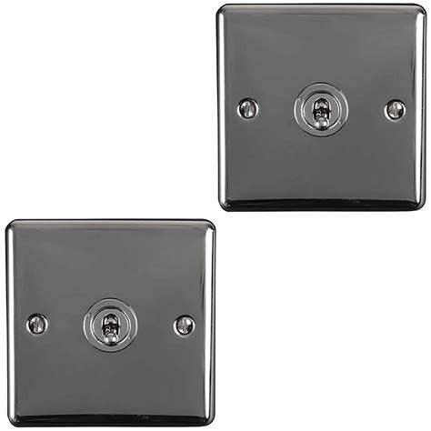 2 Pack 1 Gang Single Retro Toggle Light Switch Black Nickel 10a 2 Way