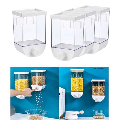 Promo X Ml Cereal Dispenser Container Wall Mounted Grain Dry Food