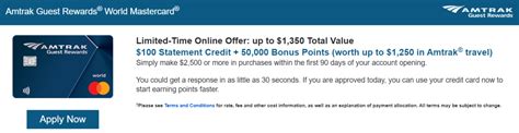 Expired Bank Of America Amtrak Credit Card 50 000 Points 100