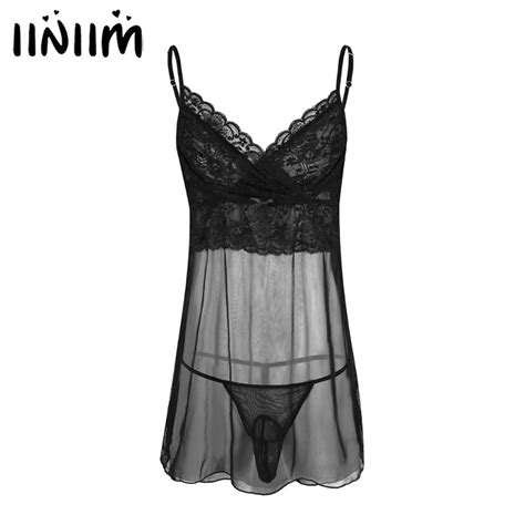 Ensemble De Lingerie Sexy En Maille Transparente Pour Homme Sous