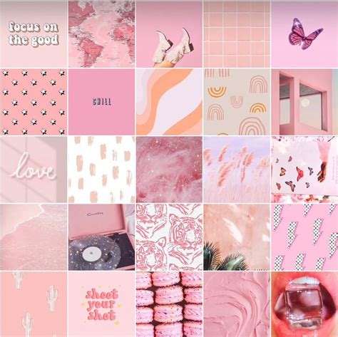 Ready To Print Light Pink Aesthetic Wall Collage Kit Pack Of Etsy In