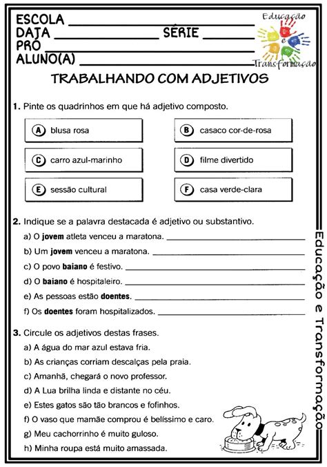 Exercício Adjetivo 6 Ano Retoedu