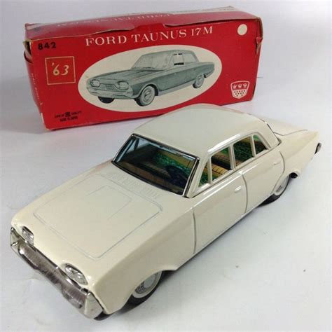 Used Vintage Japanese Rare Bandai Tin Car Ford Taunus Toy With Box