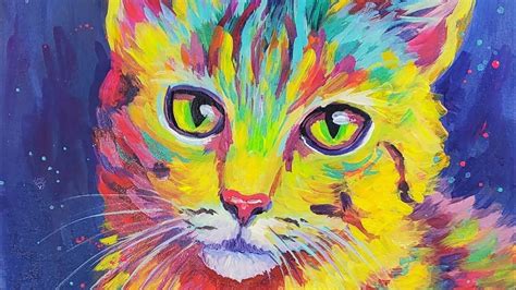 Live Painting Reveal Colorful Kitten Acrylic Painting Tutorial Youtube