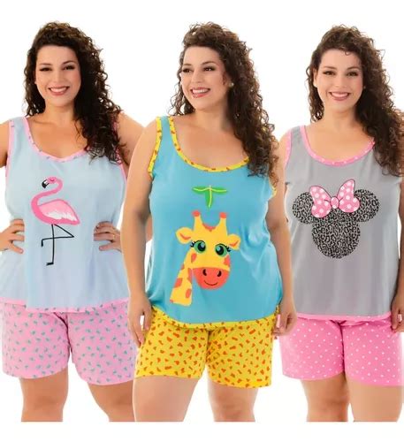 Kit Baby Doll Regata Plus Size Pijama Short Doll Frete Gr Tis