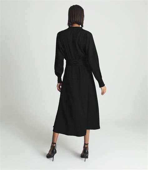 Reiss Darcy Belted Midi Shirt Dress In Black Endource