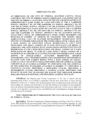 Fillable Online ORDINANCE NO 2834 AN ORDINANCE OF THE CITY OF Fax