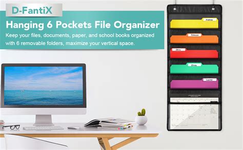 D FantiX Organiseur de fichiers mural à suspendre avec 6 dossiers