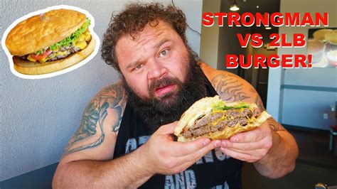 Strongman Takes On Giant Burger Challenge Youtube