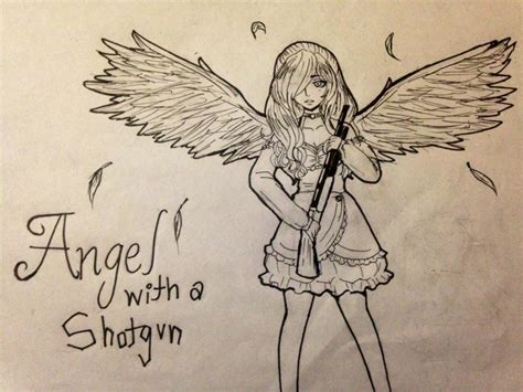 Lineart Angel With A Shotgun By Piraterainbowunicorn On Deviantart