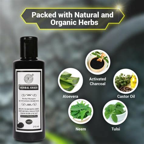 Herbal Khadi Activated Charcoal Herbal Shampoo With Alovera No