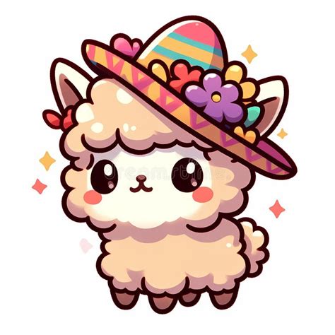 Cute Chibi Alpaca Character Illustration In Flat Style On White