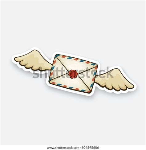 Vector Illustration Flying Closed Vintage Mail Stock Vector Royalty