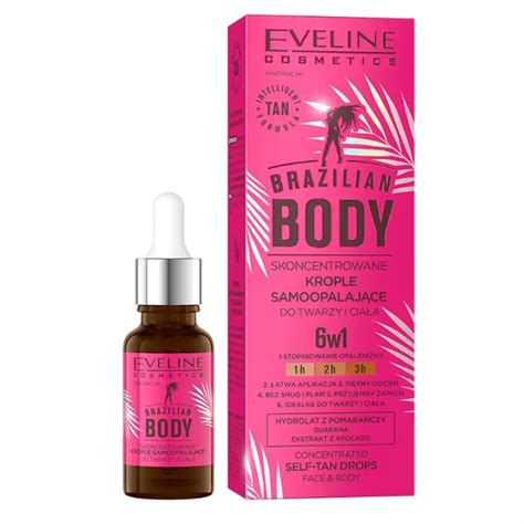 Eveline Brazilian Body Krople Samoopalające 6w1 18ml - sklep Cocolita