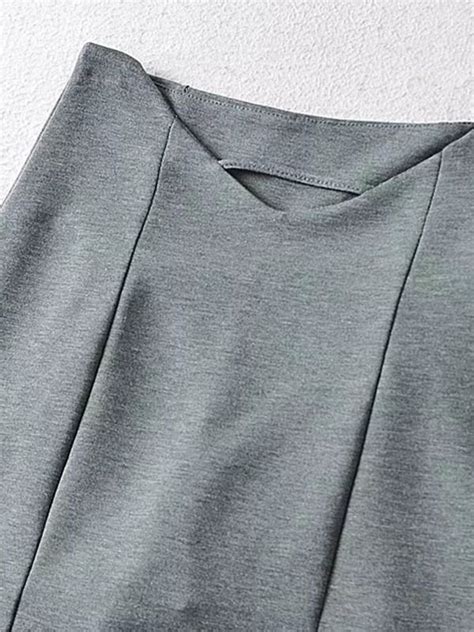 Emmiol Free Shipping Lined Detail V Cut Mini Skirt Dark Gray S In