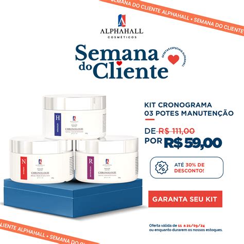 Kit Cronograma 03 Potes Manutenção Alphahall Cosmétiques