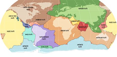 World Map Showing Tectonic Plates Boundaries 2852667 Vector Art At Vecteezy