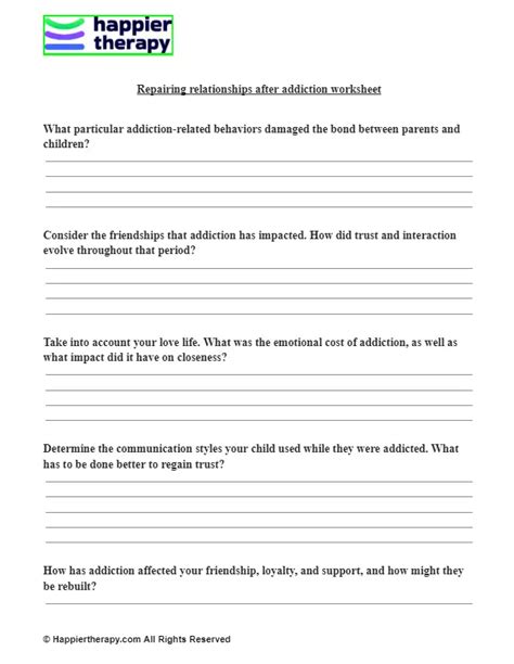 Repairing Relationships After Addiction Worksheet Happiertherapy