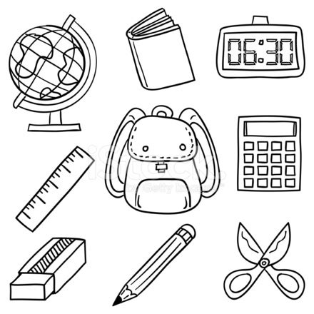 School Stationery Clipart Black And White Hen