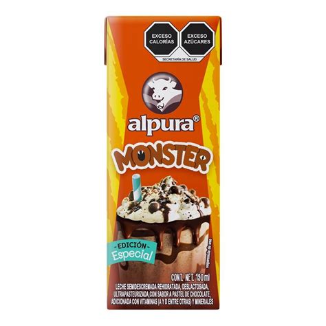 Leche Saborizada Alpura Monster Sabor Pastel De Chocolate 190 Ml Walmart