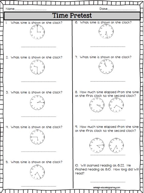 3rd Grade Elapsed Time Worksheets