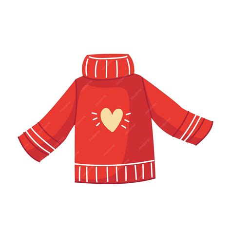 Premium Vector Red Sweater With White Stripes And A Heart In A