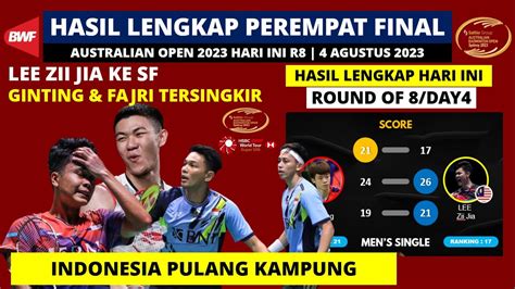 Hasil Lengkap Australian Open 2023 Hari Ini Day4 Fajri Ginting