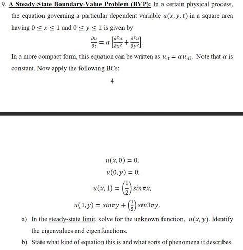 Solved 9 A Steady State Boundary Value Problem Bvp In A