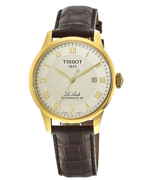 Tissot Le Locle Powermatic 80 Yellow Gold Tone Leather Strap Mens Watch T0064073626300