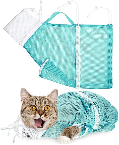 Cat Shower Net Bag Cat Grooming Bathing Bag Adjustable Cat Washing Bag