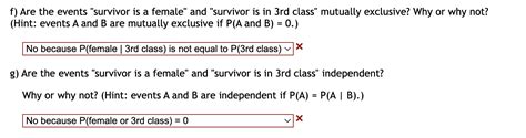 Solved The number of people who survived the Titanic based | Chegg.com