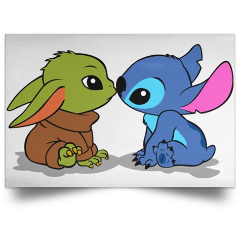 Stitch Yoda Baby Landscape Poster Pop Up Tee