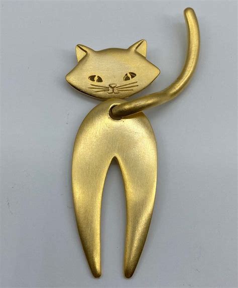 Fun Jj Articulated Cat Brooch Vintage Jewerly Collect